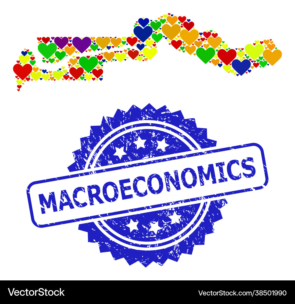Macroeconomics watermark seal and bright heart Macroeconomics watermark seal and bright heart vector image