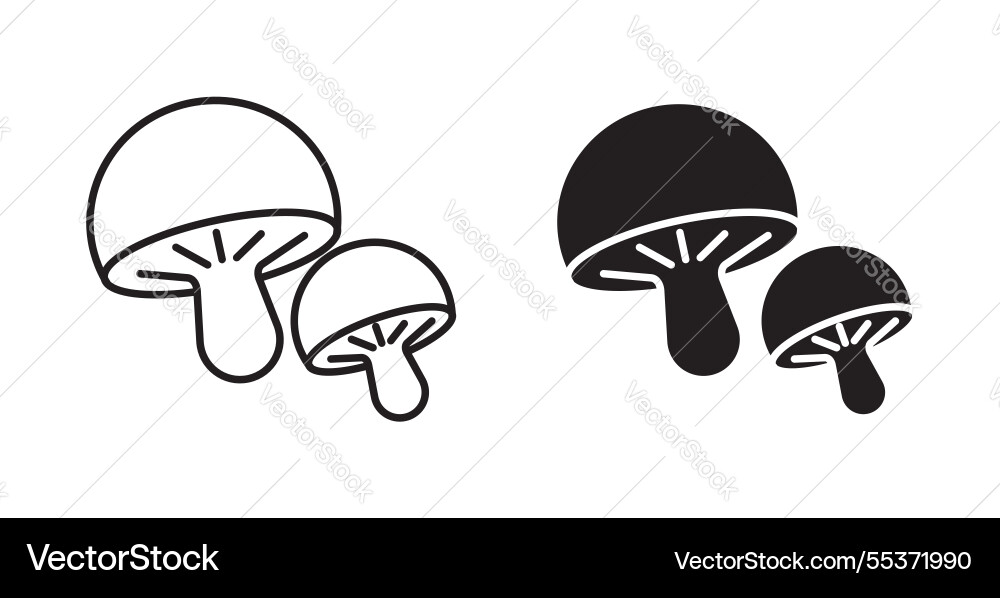 Mushroom icon set in thin line for web Vector Image