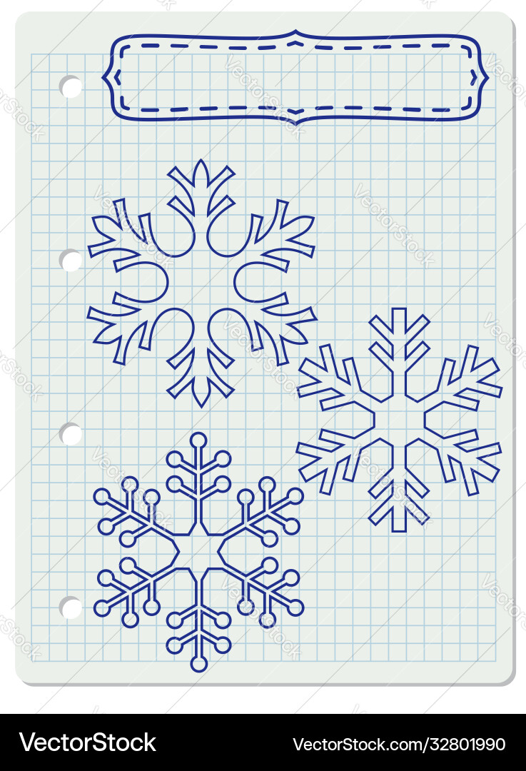 Notebook snowflakes frame vector image