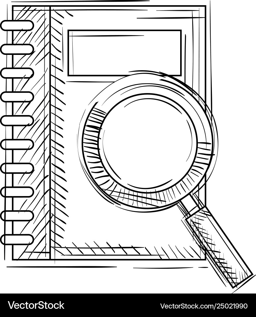 Notebook with magnifying glass Notebook with magnifying glass vector image