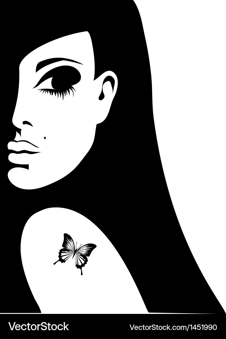 Schmetterling Schulter Silhouette Vektorbild