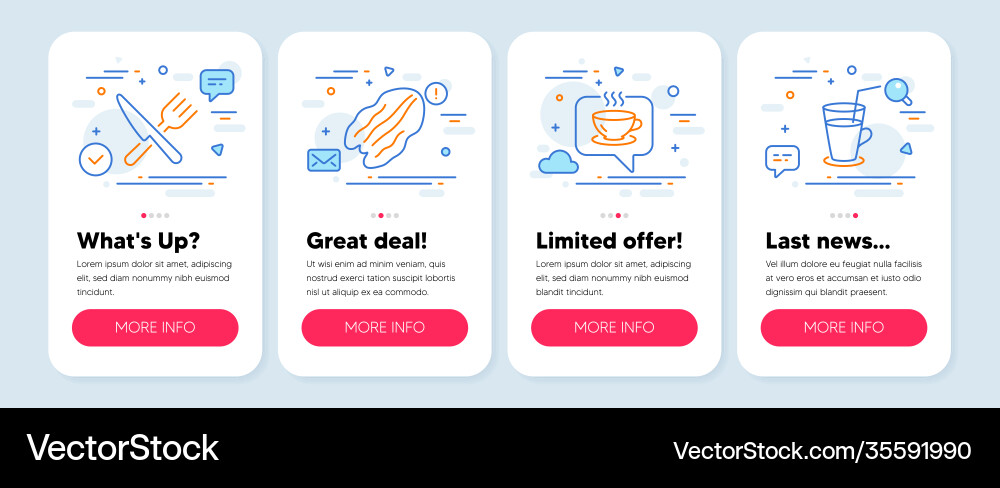 Set food and drink icons such as coffee Set food and drink icons such as coffee vector image