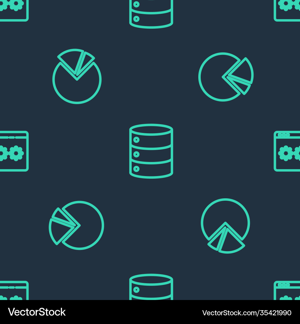 Set line server data web hosting pie chart Set line server data web hosting pie chart vector image