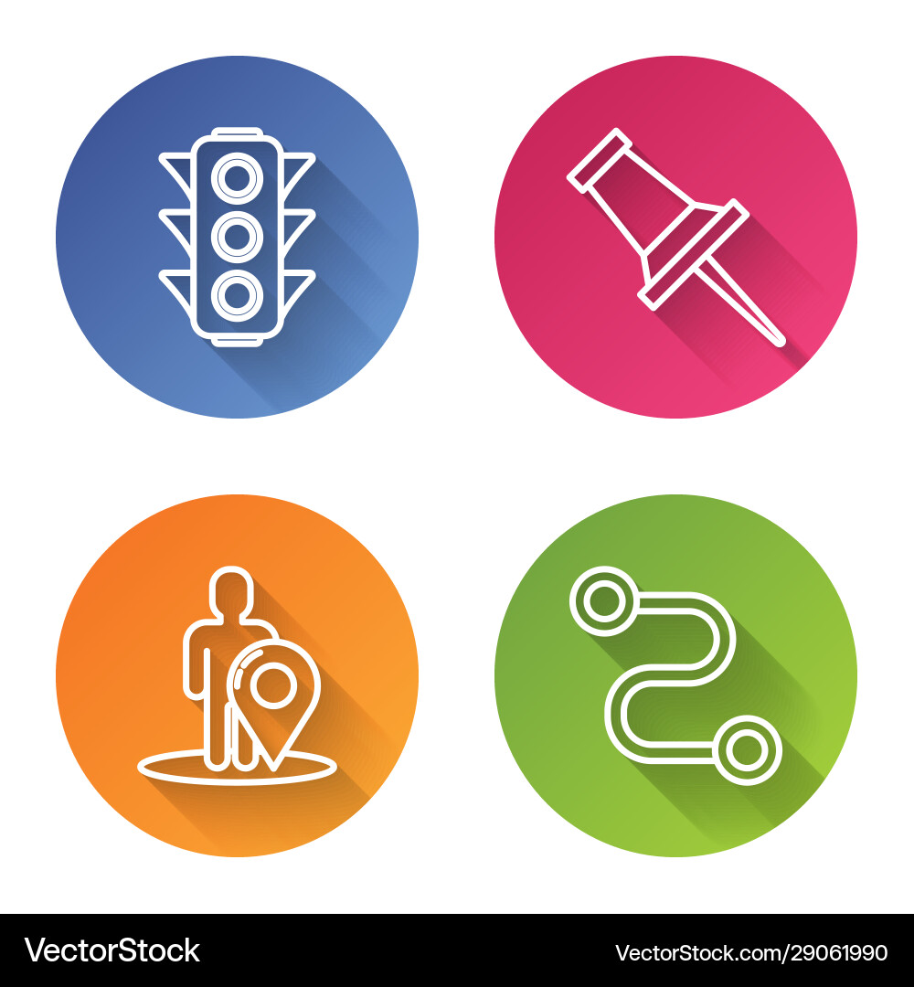 Set line traffic light push pin map marker Set line traffic light push pin map marker Vector Image