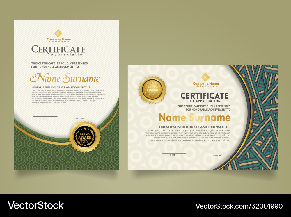 Set modern certificate template with dynamic Vector Image