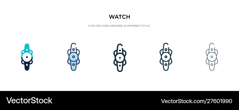 Watch icon in different style two colored Vector Image