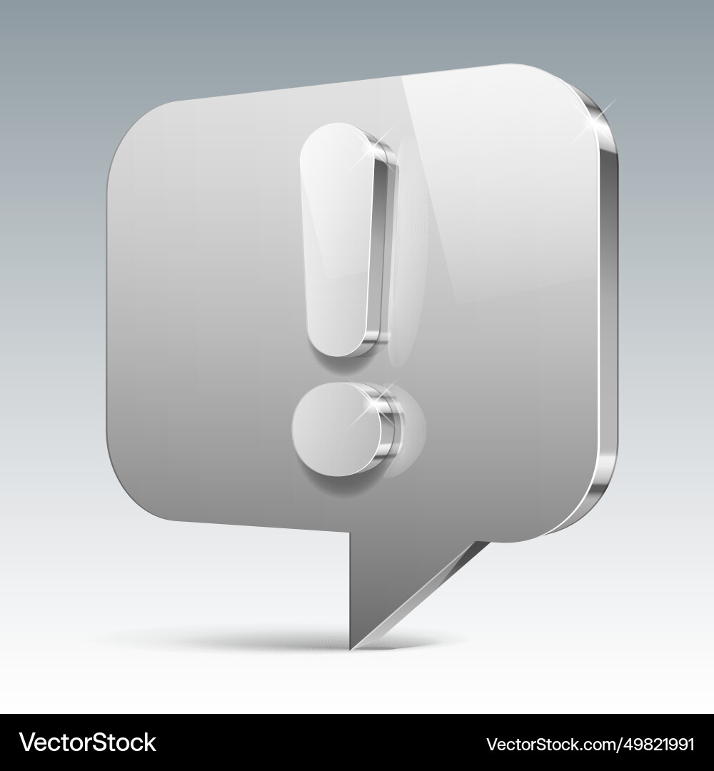 3d silver glossy danger or attention sign 3d silver glossy danger or attention sign vector image