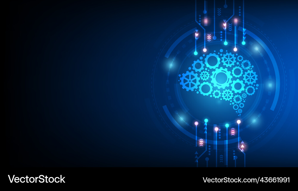 Artificial intelligence cybernetic circuit brain Artificial intelligence cybernetic circuit brain vector image