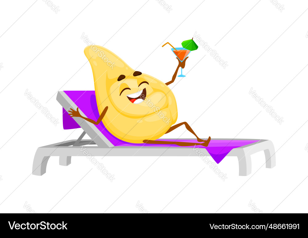 Cartoon tortellini pasta character taking sunbath Cartoon tortellini pasta character taking sunbath vector image