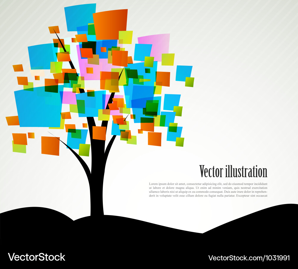 Colorful Abstract Tree with Square Shapes vector image