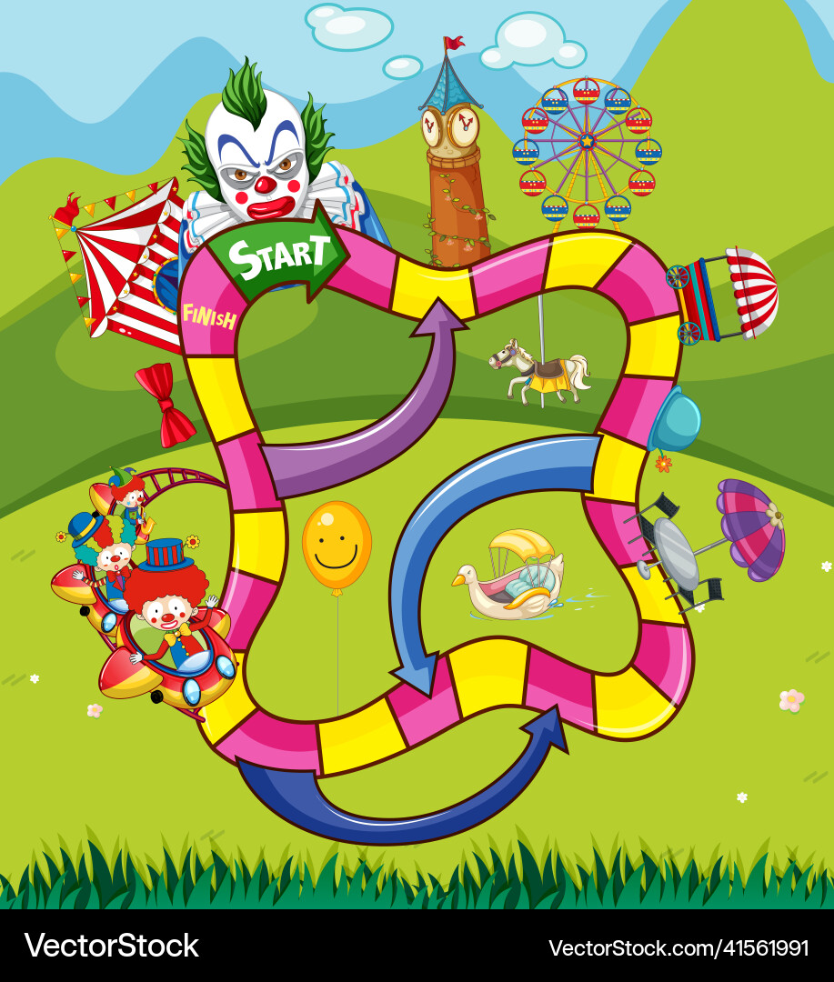 Counting number game template in circus theme Counting number game template in circus theme Vector Image