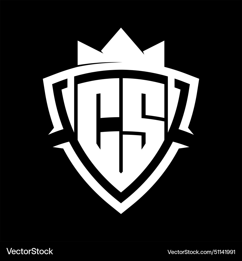 Cs letter monogram with triangle curve shield Cs letter monogram with triangle curve shield Vector Image
