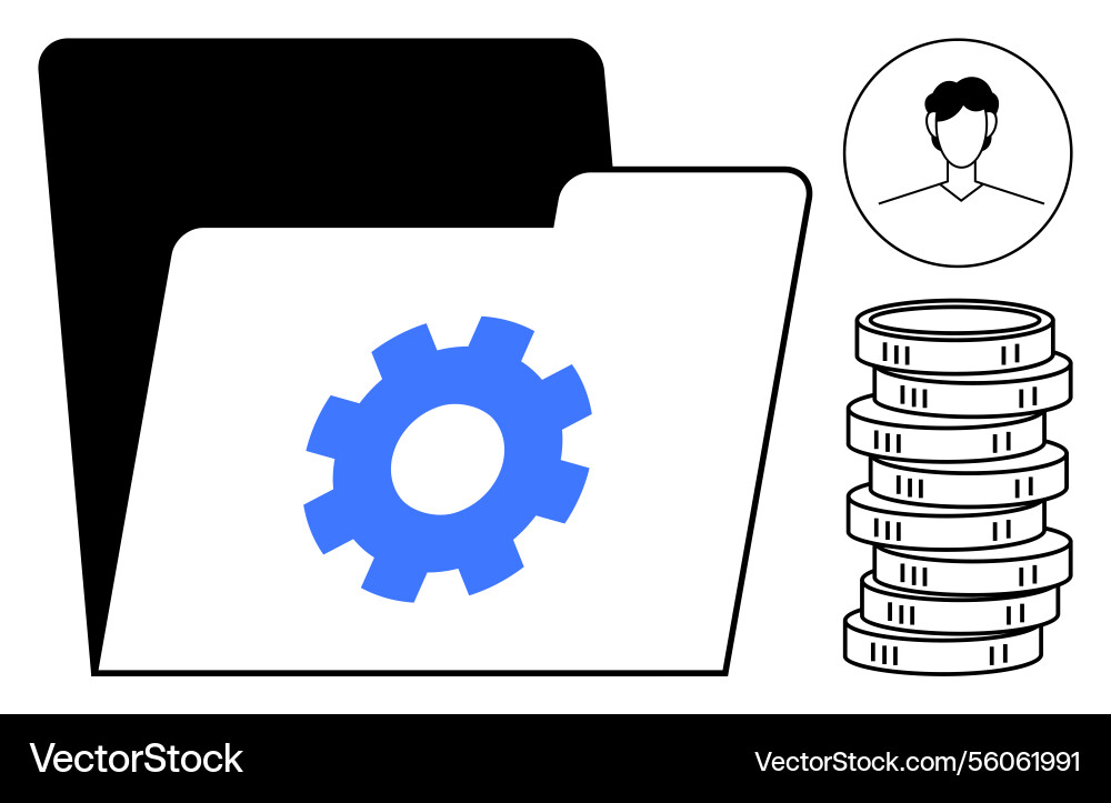 Digital file folder with gear icon user profile Digital file folder with gear icon user profile vector image