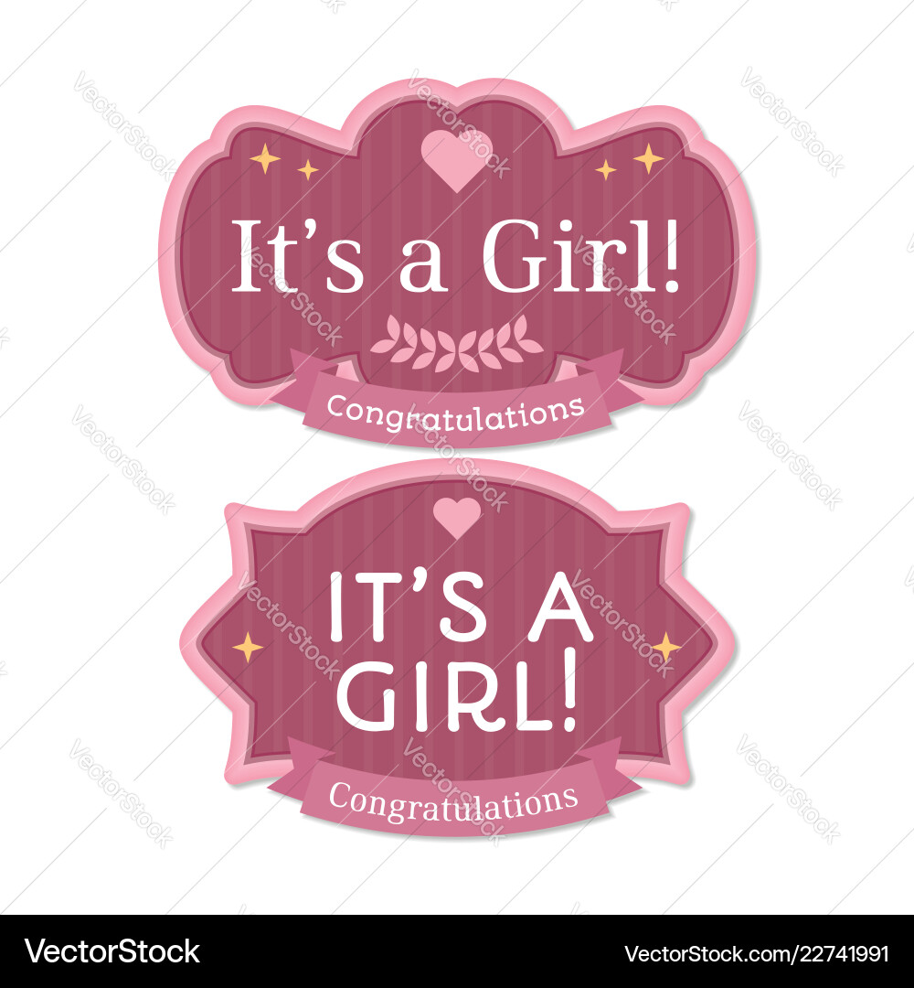 Es ist ein Mädchen babyborn rosa Etikett oder Abzeichen Es ist ein Mädchen babyborn rosa Etikett oder Abzeichen vektorbild