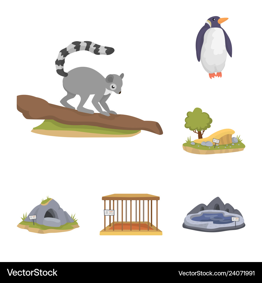 Isolated object of zoo and park icon collection Isolated object of zoo and park icon collection vector image