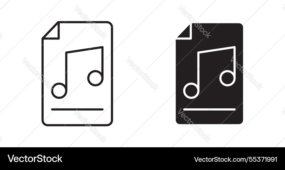 Music file icon set in thin line for web Music file icon set in thin line for web Vector Image