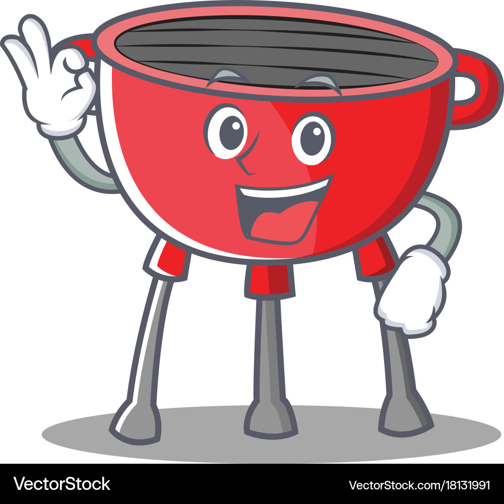 Okay barbecue grill cartoon character Vector Image