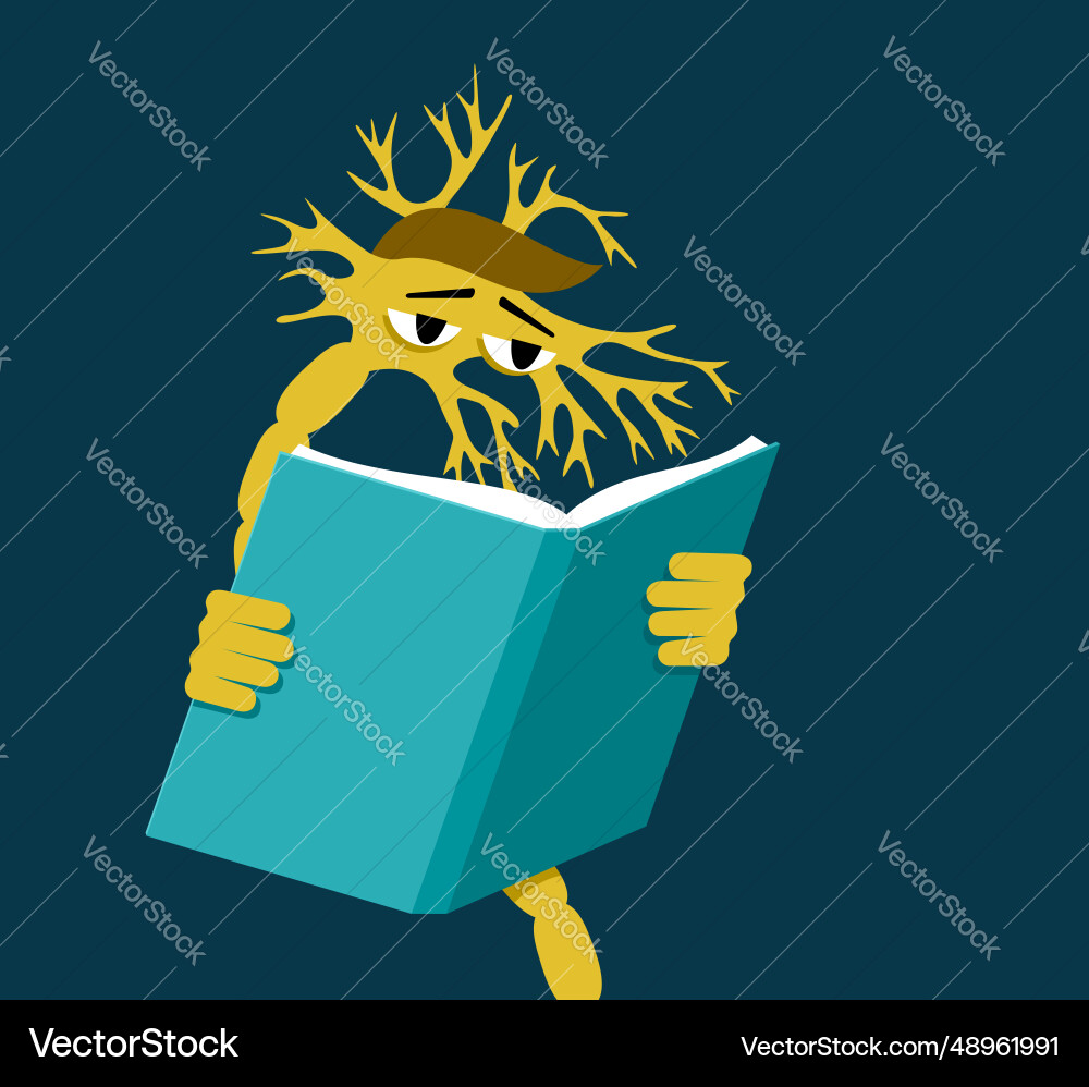 Self-learning neural network reading a book Self-learning neural network reading a book vector image
