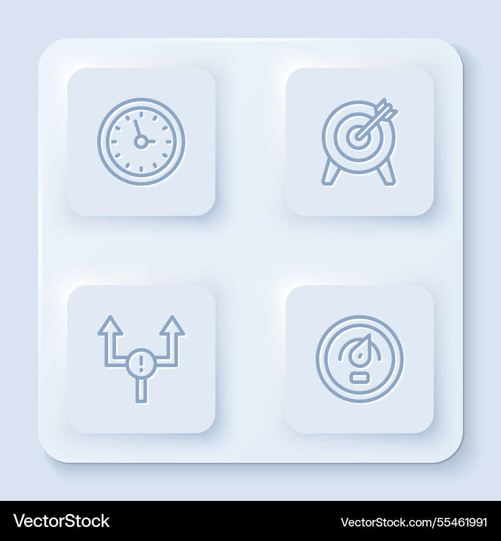 Set line clock target arrow and digital speed Set line clock target arrow and digital speed vector image