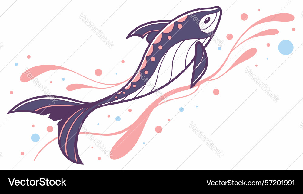 Stylized shark with abstract splash elements Vector Image