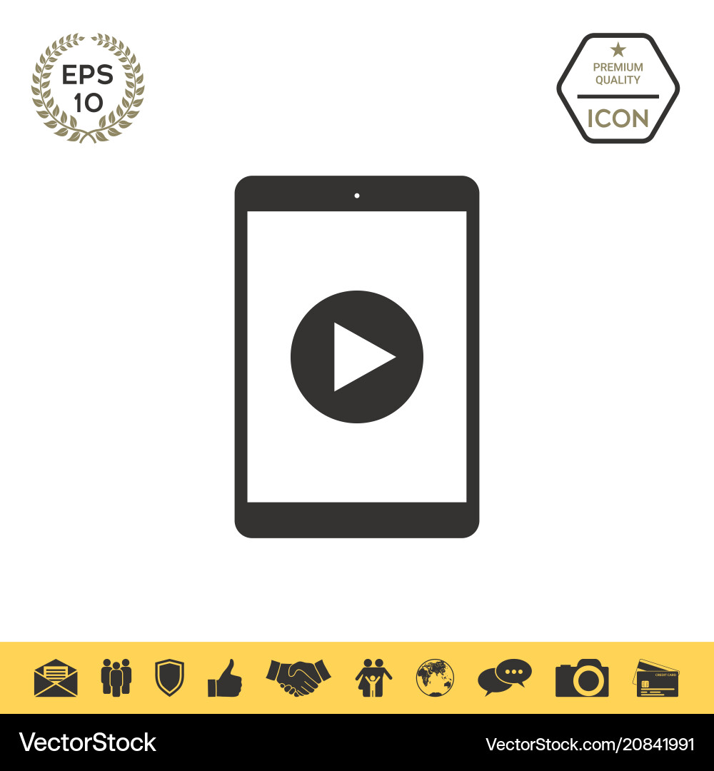 Tablet with play button icon Tablet with play button icon vector image