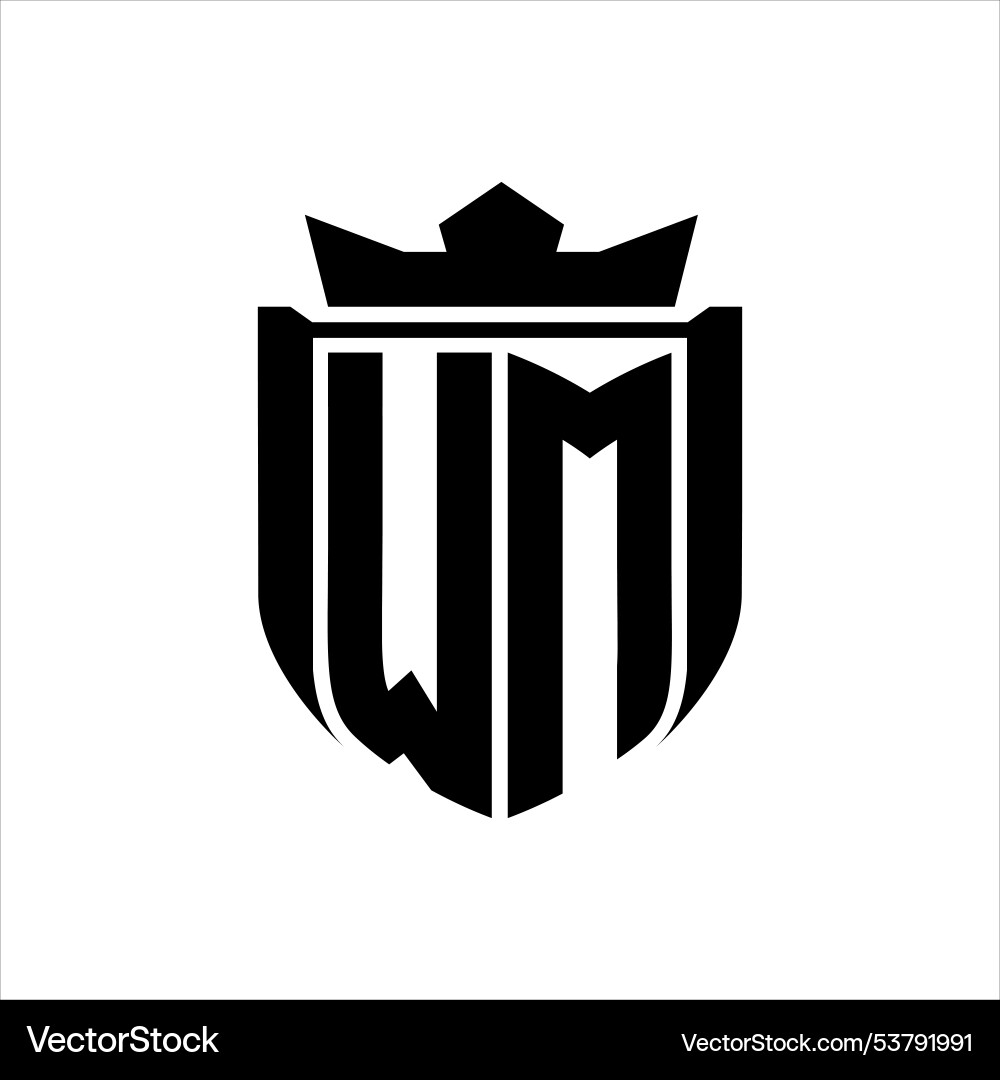 Wm logo with shield shape inside badge Vector Image