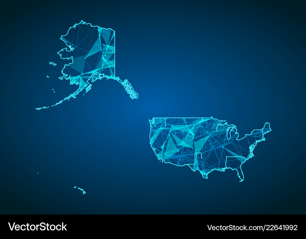 Abstract mash line and point scales on dark Vector Image