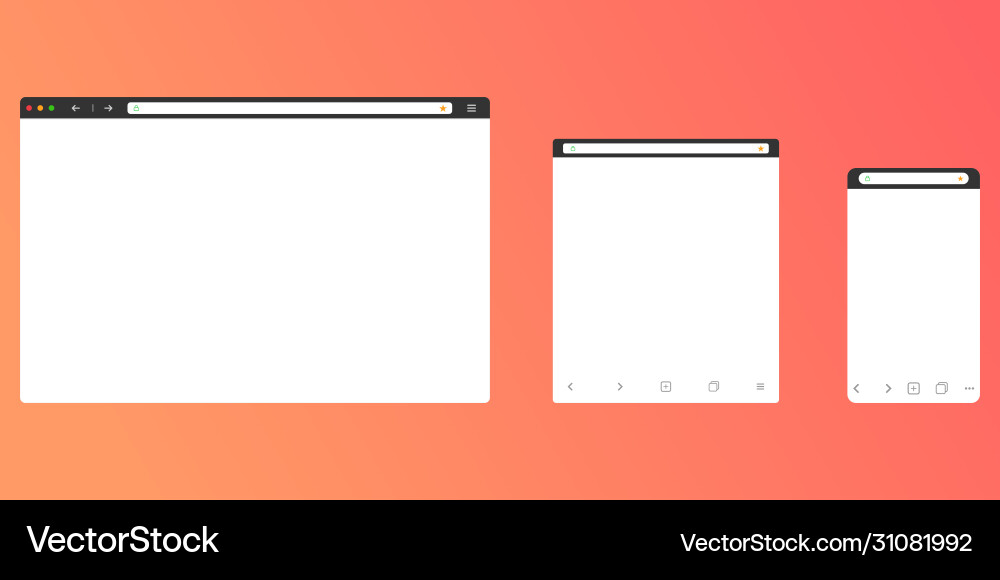Browser mockup for computer tablet and smartphone Browser mockup for computer tablet and smartphone vector image