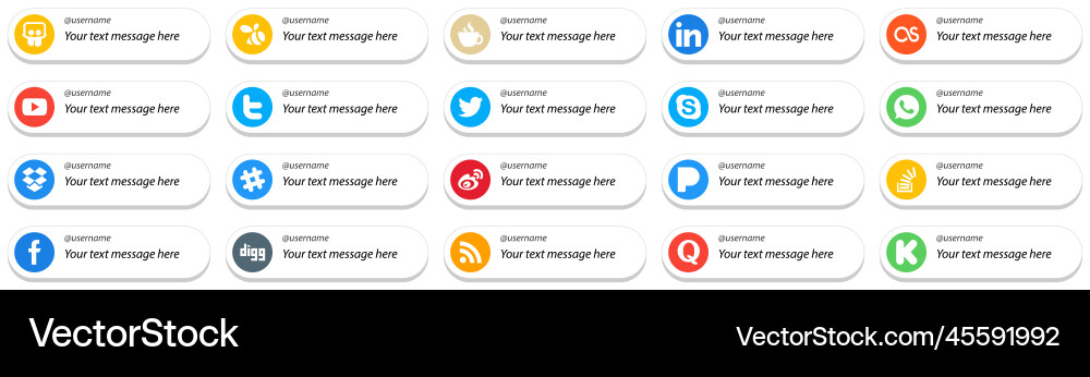 Card style follow me icons with customizable Vector Image