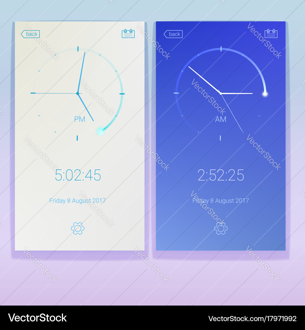 Clock application concept of ui design day Vector Image