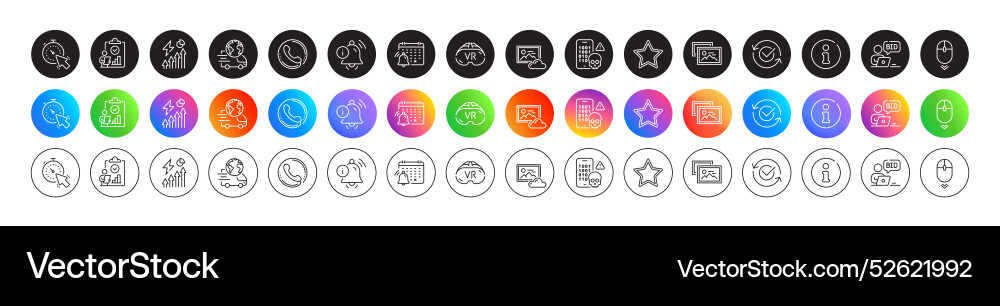 Cyber attack vr and inspect line icons for web Cyber attack vr and inspect line icons for web vector image