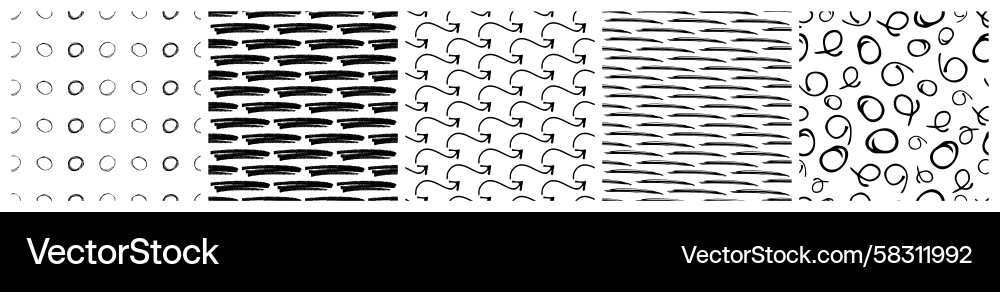 Dark Scribble Texture Patterns Vector Image