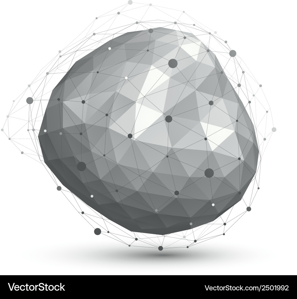 Distorted 3d abstract object with lines and dots Vector Image
