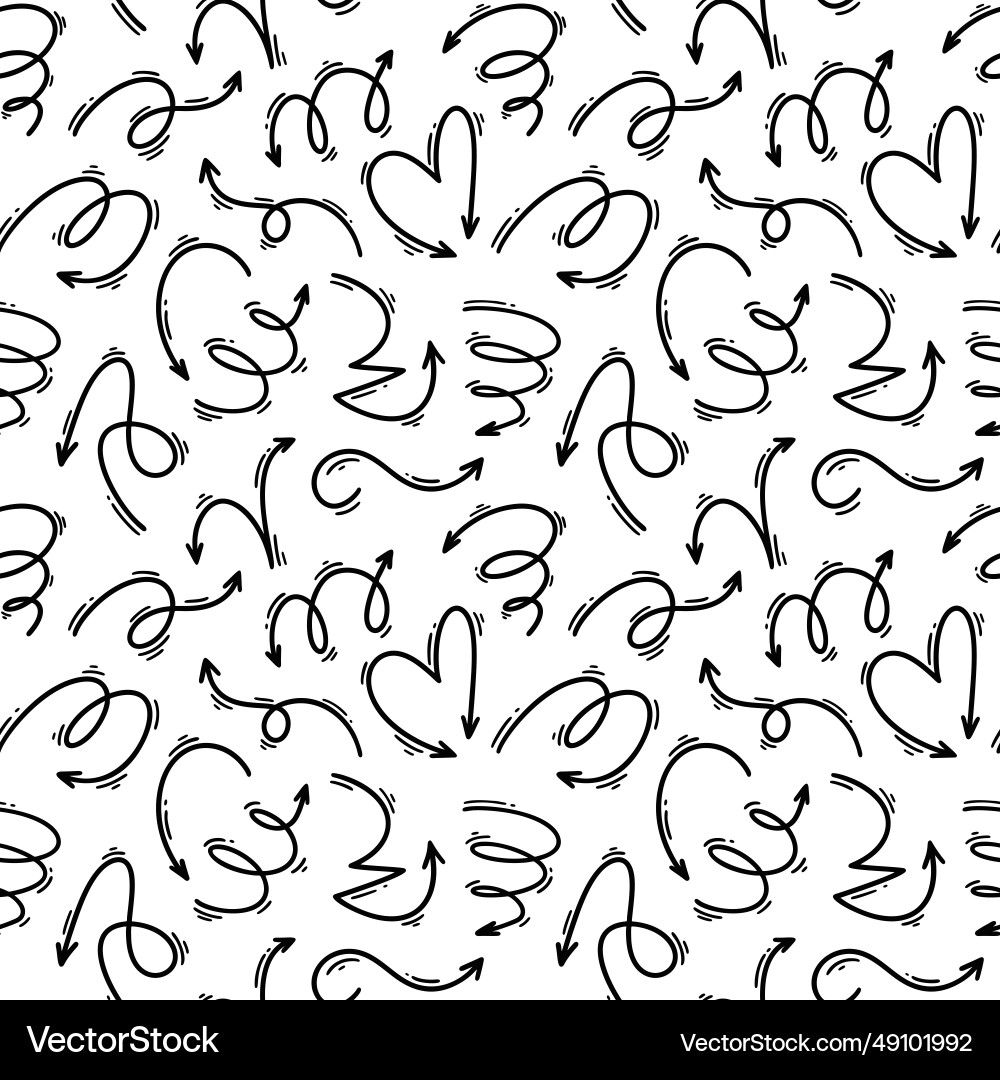 Doodle arrow seamless pattern squiggle scribble Doodle arrow seamless pattern squiggle scribble vector image