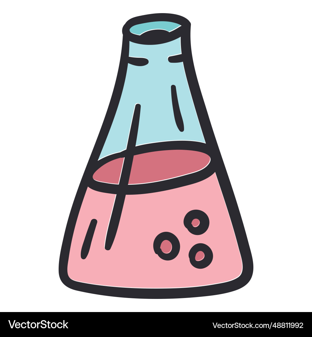 Erlenmeyer flask experiment stroke color Vector Image