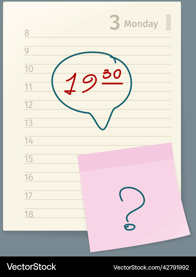 Open diary with meeting notes planner or notebook Open diary with meeting notes planner or notebook vector image