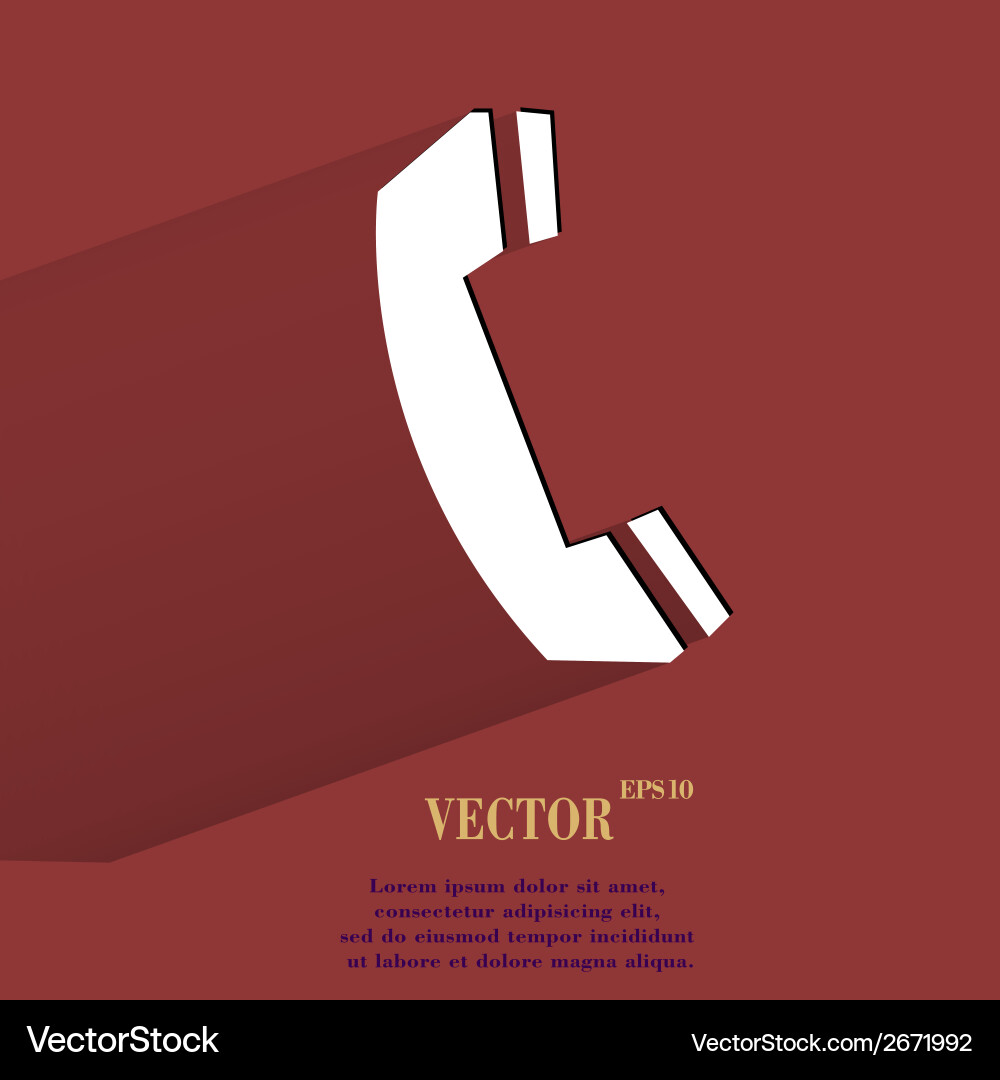 Phone flat modern web button with long shadow vector image