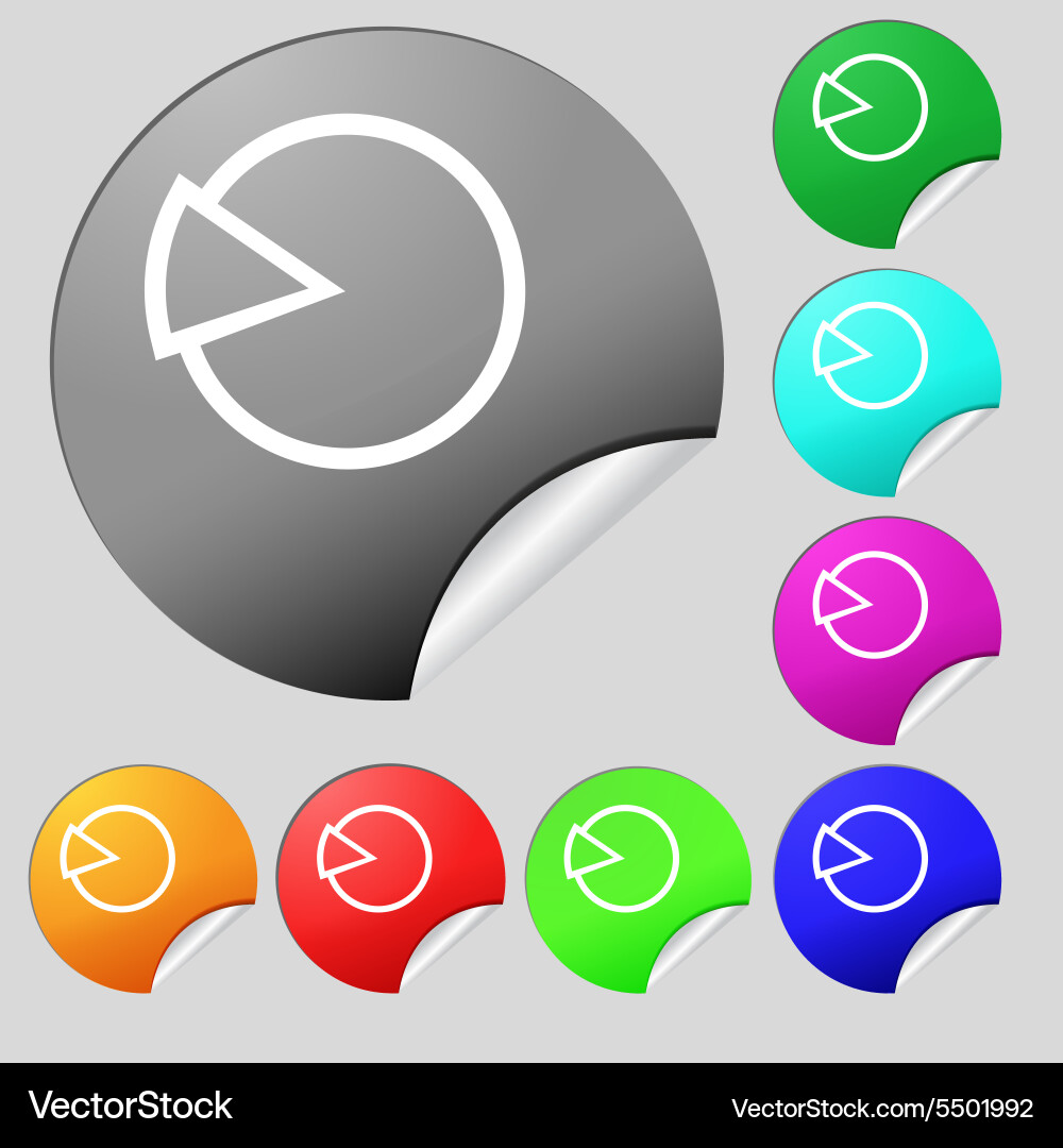 Pie chart graph icon sign set of eight multi Vector Image