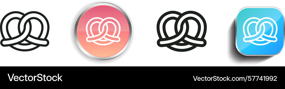 Pretzel icon thin linear regular and button style Pretzel icon thin linear regular and button style vector image
