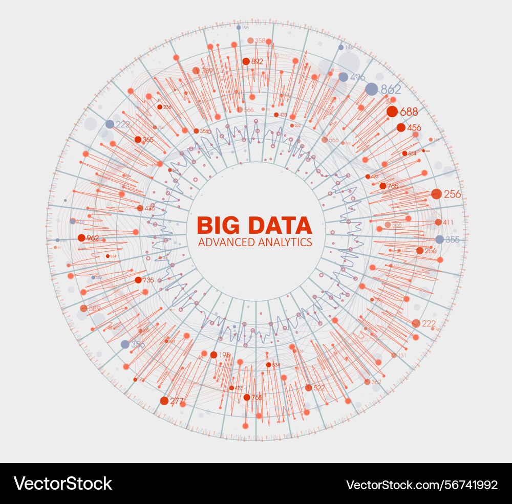 Realistic data network advanced analytic vector image