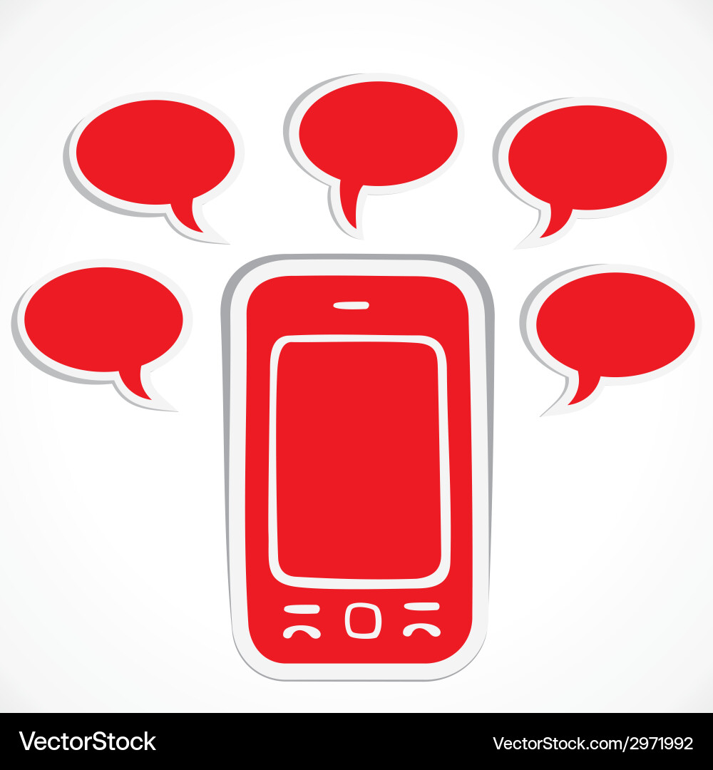 Red mobile with message bubble Vector Image