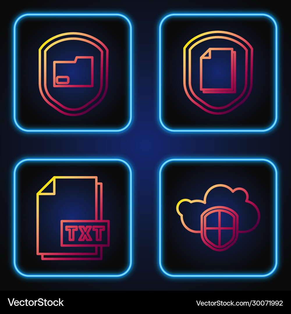 Set line cloud and shield txt file document Set line cloud and shield txt file document vector image
