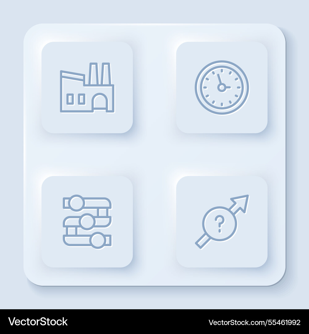 Set line factory clock graph chart diagram Vector Image