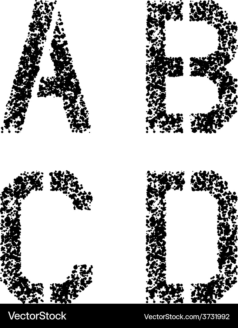Stencil angular spray font letters a b c d vector image
