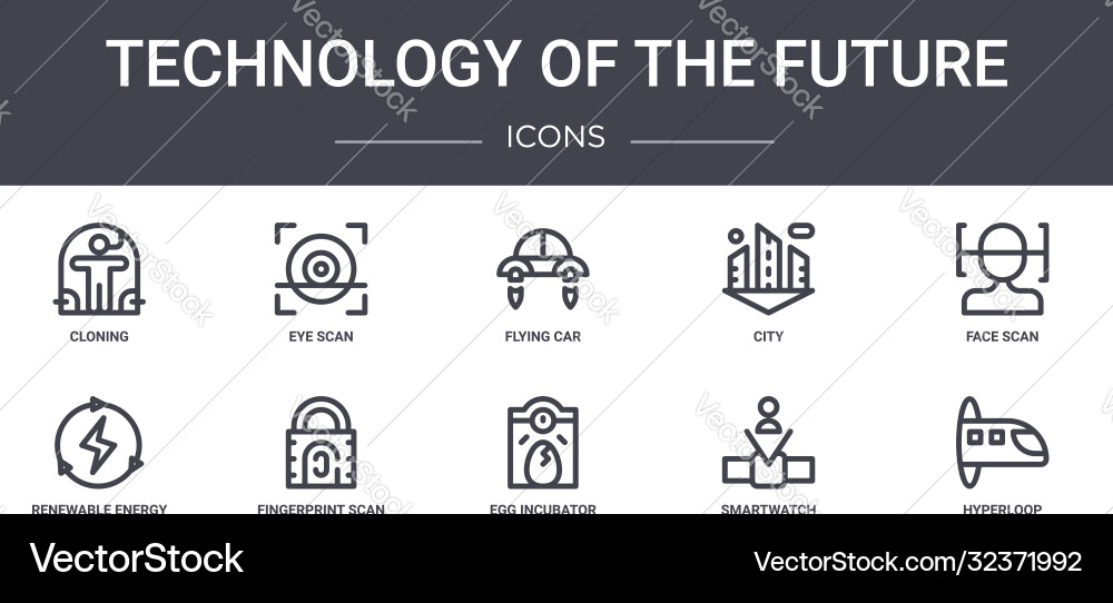 Technology future concept line icons set Vector Image