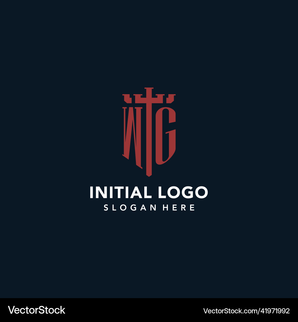 Wg initial monogram logos with sword and shield Wg initial monogram logos with sword and shield vector image