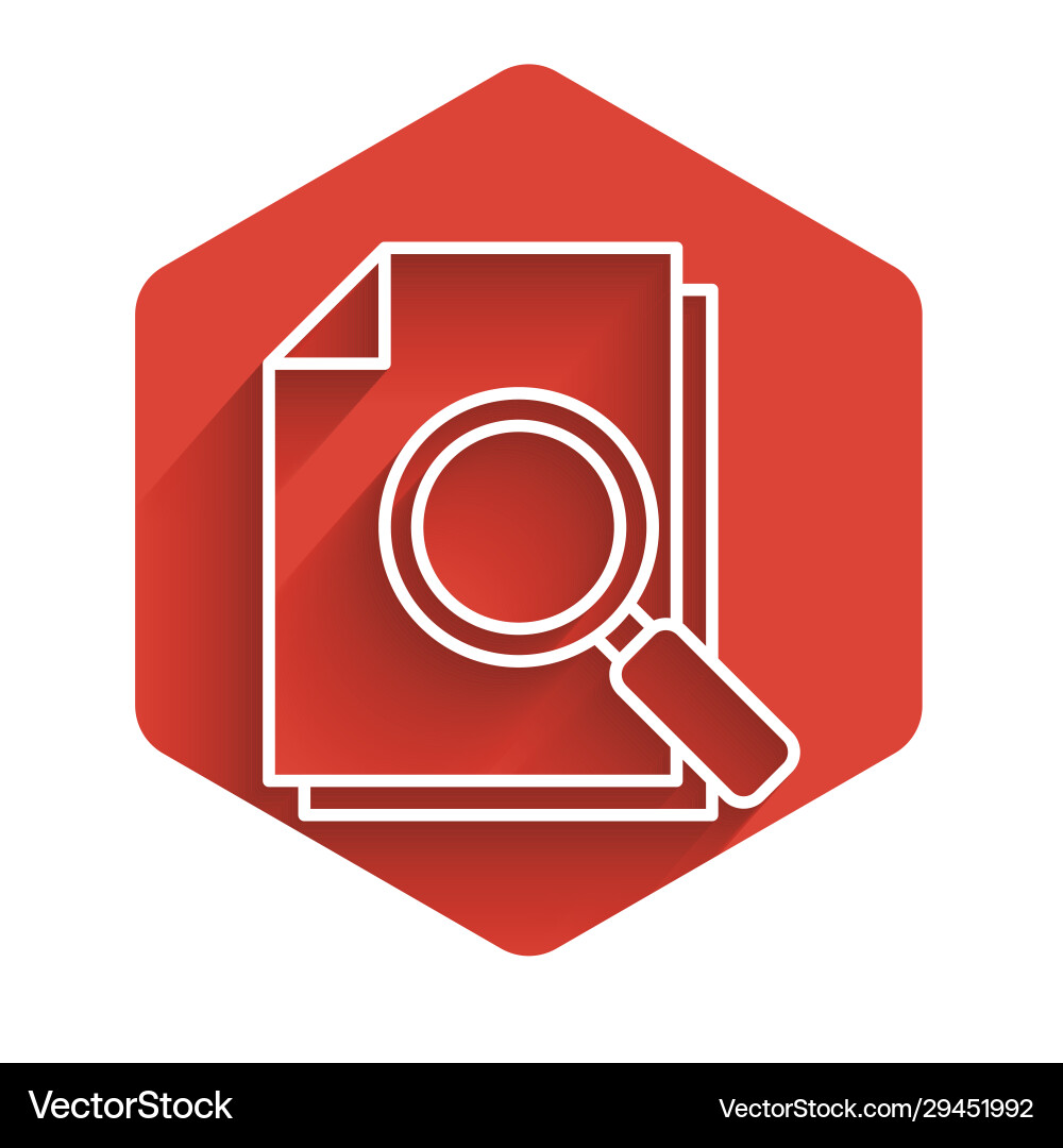 White line document with search icon isolated White line document with search icon isolated vector image