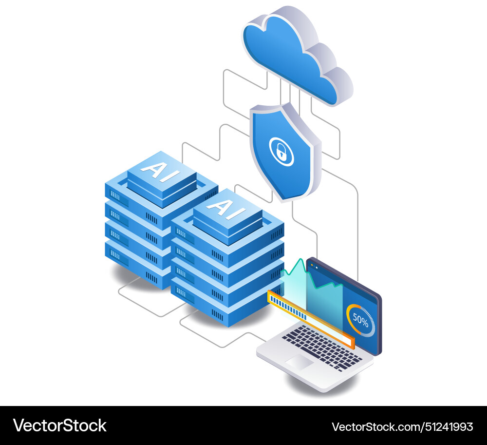 Ai data server computer analyst technology Vector Image