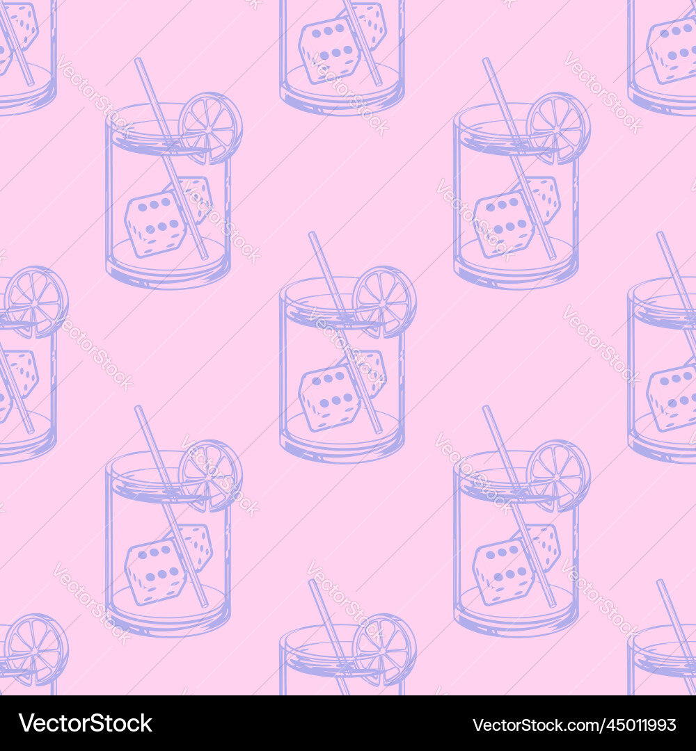 Casino cocktail pattern in hand draw style Casino cocktail pattern in hand draw style vector image