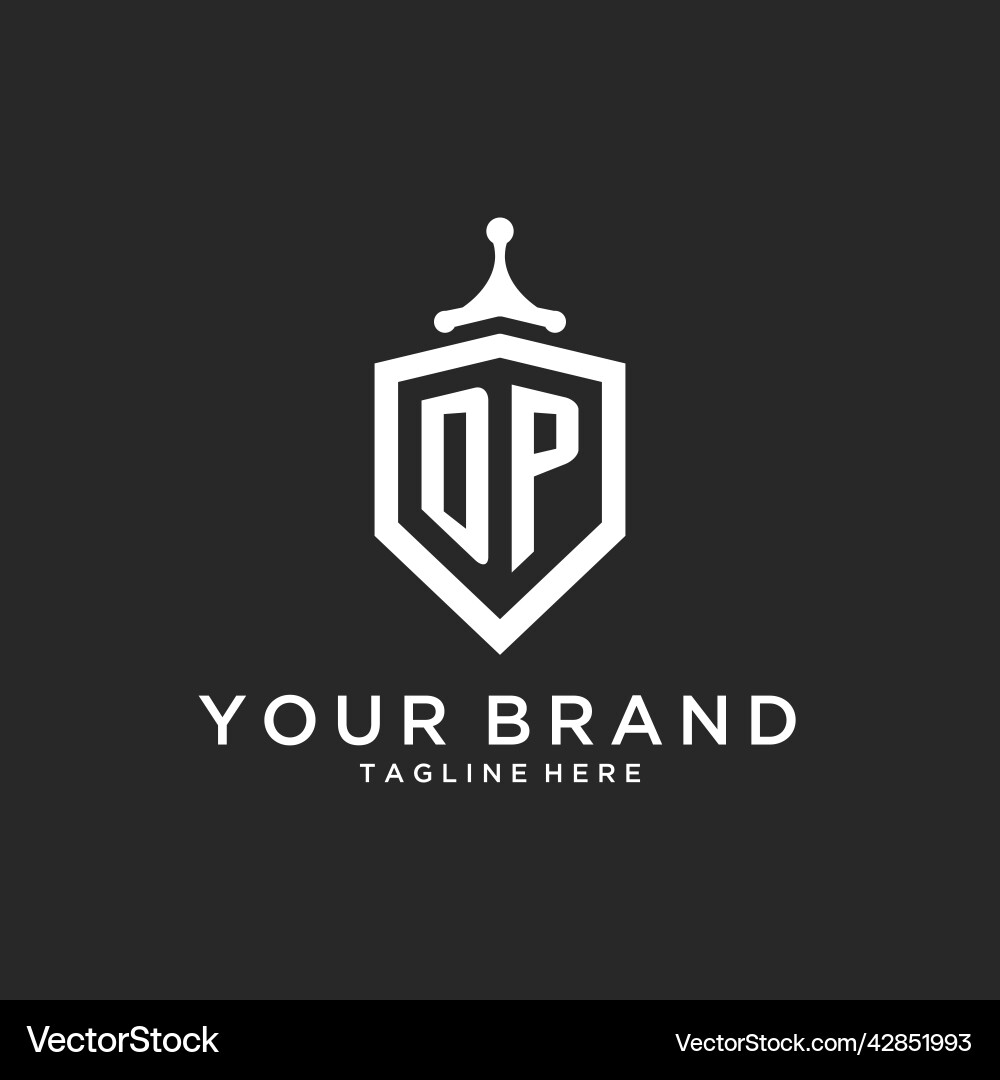 Dp monogram logo initial with shield guard shape vector image